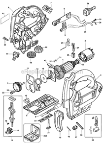 Page A Diagram and Parts List for JS600 Type 1 Black and Decker Jig Saw